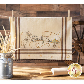  Giddy Up Embroidery Dishtowel Kit - Bareroots