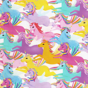 Unicorn Love Y4088-55 Rainbow Unicorns by Clothworks, Image