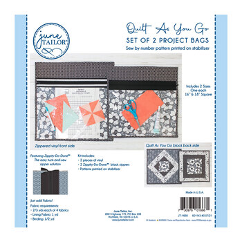 Quilt As You Go Set of 2 Project Bags - Black Zipper, Image