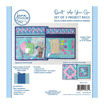 Quilt As You Go Set of 2 Project Bags - Navy Zipper, Image