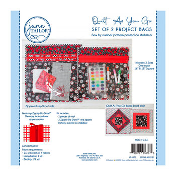 Quilt As You Go Set of 2 Project Bags - Red Zipper, Image