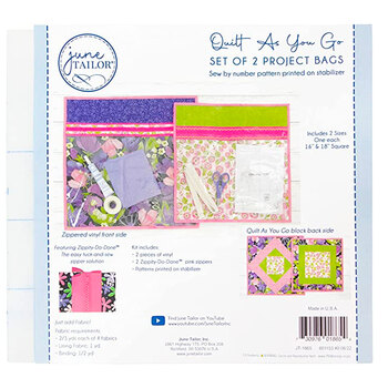 Quilt As You Go Set of 2 Project Bags - Pink Zipper, Image