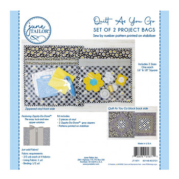 Quilt As You Go Set of 2 Project Bags - Gray Zipper, Image