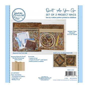 Quilt As You Go Set of 2 Project Bags - Camel Zipper, Image