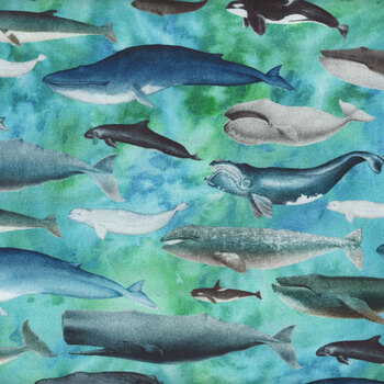 Siren's Call 29993-Q Whales by Dan Morris for Quilting Treasures Fabrics, Image