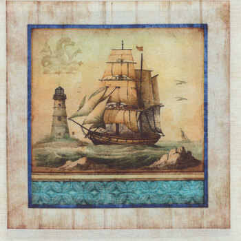 Siren's Call 29991-E Nautical Patches by Dan Morris for Quilting Treasures Fabrics, Image