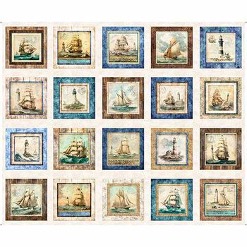 Siren's Call 29991-E Nautical Patches by Dan Morris for Quilting Treasures Fabrics, Image