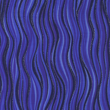 Laurel Burch Basics Y1331-92SM Dark Royal Blue Silver Metallic by Clothworks, Image