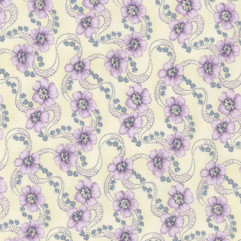 Twilight Garden Flannel 3195F-44 Cream by Mary Jane Carey for Henry Glass Fabrics, Image