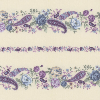 Twilight Garden Flannel 3197F-44 Cream Border Stripe by Mary Jane Carey for Henry Glass Fabrics, Image