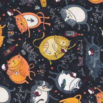Whiskers & Wine 26882-99 by Bonnie Lemaire for Northcott Fabrics, Image