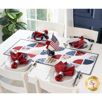  Drunkard's Path Table Runner Kit - Red, White and True, Image