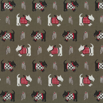 Holiday Road Trip 4676-90 Scottie Dog Gray by Studio E Fabrics, Image