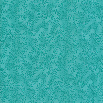 Essentials Swirling Leaves 27650-447 Turquoise by Wilmington Prints, Image