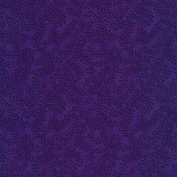 Essentials Swirling Leaves 27650-664 Indigo Purple by Wilmington Prints, Image