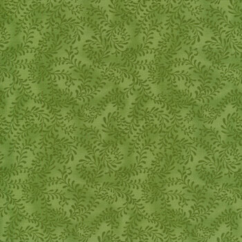 Essentials Swirling Leaves 27650-777 Green by Wilmington Prints, Image