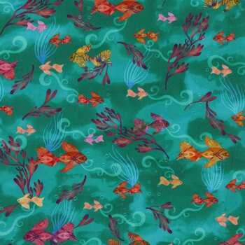 Oceanica 22409-213 Teal by Robert Kaufman Fabrics, Image