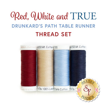  Drunkard's Path Table Runner - Red, White and True - 4pc Thread Set