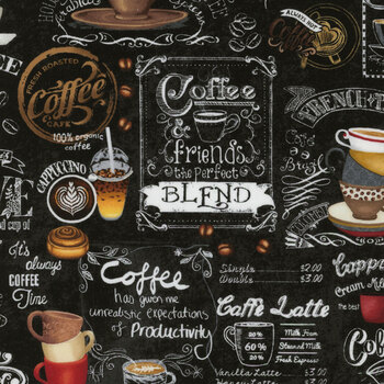 Just Brew It COFFEE-CD2557 BLACK by Timeless Treasures Fabrics, Image