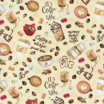 Just Brew It COFFEE-CD2559 BEIGE by Timeless Treasures Fabrics, Image