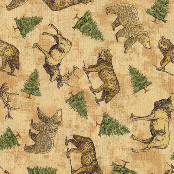 Ah, Wilderness CX11499-GOLD-D by Michael Miller Fabrics, Image