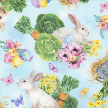 Cottontail Farms 14408-54 Garden Blue by Nicole Decamp for Benartex, Image