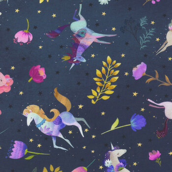 Unicorn Meadow AQOD-22414-4 Blue by Robert Kaufman Fabrics, Image