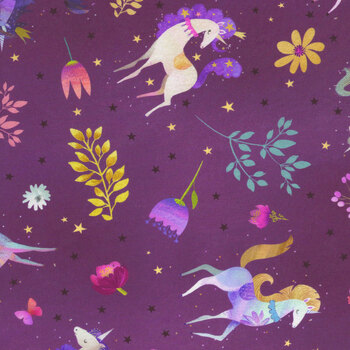 Unicorn Meadow AQOD-22414-6 Purple by Robert Kaufman Fabrics, Image