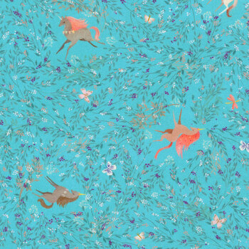 Unicorn Meadow AQOD-22416-4 Blue by Robert Kaufman Fabrics, Image