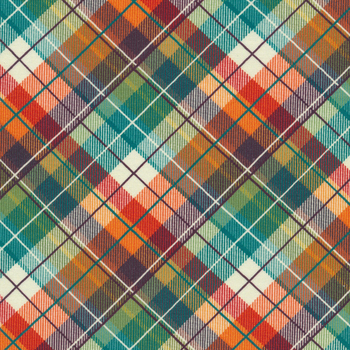 Gather Together 14458-07 Plaid Cream Multi by Nicole DeCamp for Benartex, Image