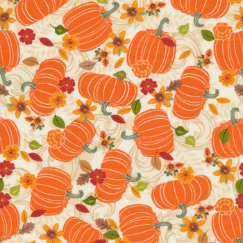 Gather Together 14462-07 Pumpkin Harvest Cream by Nicole DeCamp for Benartex, Image