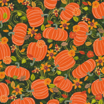 Gather Together 14462-44 Pumpkin Harvest Green by Nicole DeCamp for Benartex, Image