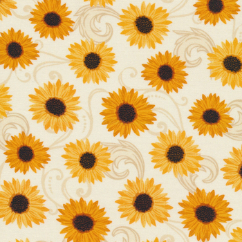 Gather Together 14463-07 Sunflower Dance Cream by Nicole DeCamp for Benartex, Image