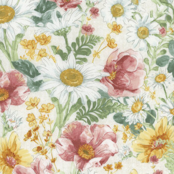 Daisy Days 83310-113 Packed Floral Cream by Beth Grove for Wilmington Prints REM #2, Image