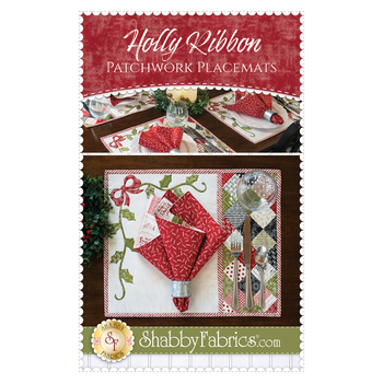 Holly Ribbon Patchwork Placemats Pattern - PDF Download, Image