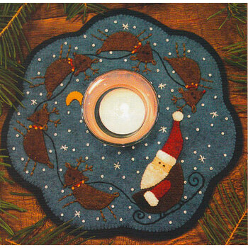  Santa & Reindeer Candle Mat Wool Felt Kit - Bareroots, Image