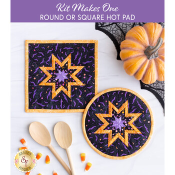  Folded Star Hot Pad Kit - Spooky Hallow - Round OR Square - Black, Image