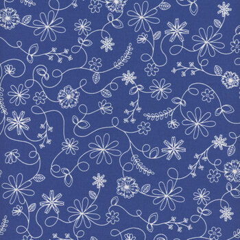 Kimberbell Basics Refreshed MAS8261-B Blue Swirl Floral by Maywood Studio, Image