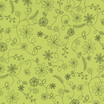 Kimberbell Basics Refreshed MAS8261-G Green Swirl Floral by Maywood Studio, Image