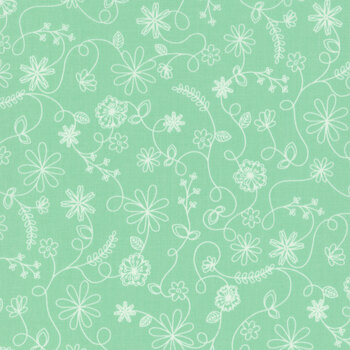 Kimberbell Basics Refreshed MAS8261-Q Aqua Swirl Floral by Maywood Studio, Image