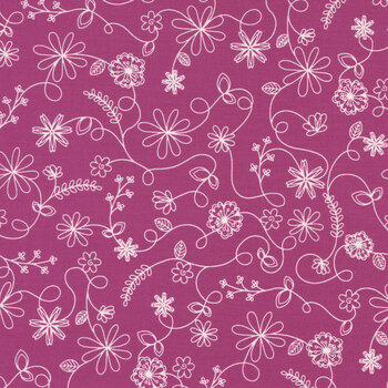 Kimberbell Basics Refreshed MAS8261-V Violet Red Swirl Floral by Maywood Studio, Image