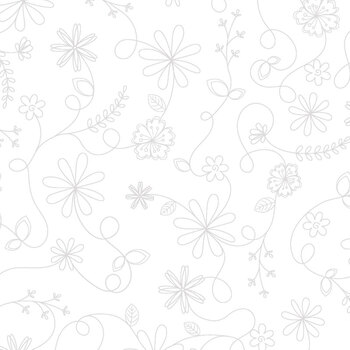 Kimberbell Basics Refreshed MAS8261-WW White on White Swirl Floral by Maywood Studio, Image