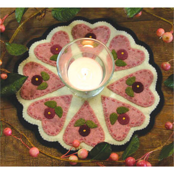  Hearts & Flowers Candle Mat Wool Felt Kit - Bareroots