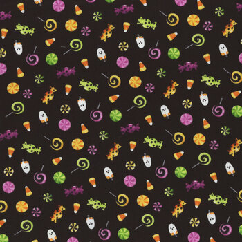 Double Bubble Kitty Trouble 26963-99 Black by Fernanda Motta for Northcott Fabrics REM #5, Image