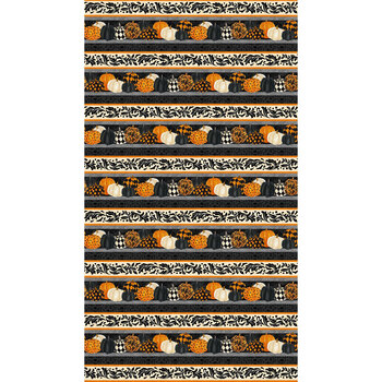 Hallow's Eve 27083-99 Black Multi Border Stripe by Cerrito Creek Studio for Northcott Fabrics, Image