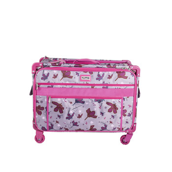 Tutto Large Sewing Machine Bag On Wheels - Rose Gray With Daisies, Image