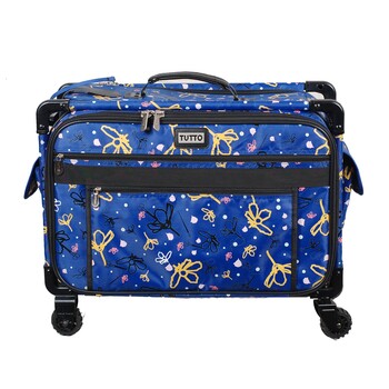 Tutto Large Sewing Machine Bag On Wheels - Blue With Daisies, Image