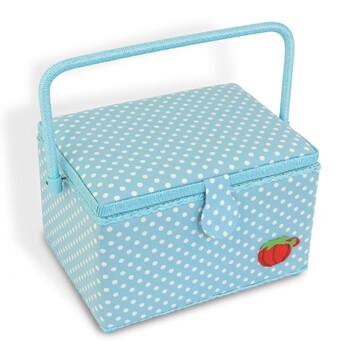 Dritz Premium Sewing Basket Set Large Aqua Dot, Image