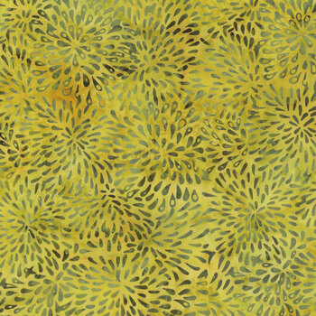 Full Bloom 721404001 Light and Dark Green Marigold by Barbara Persing & Mary Hoover for Island Batik