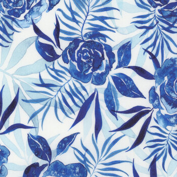 Coming Up Roses 39783-13 Cloud Sapphire by Laura Muir for Moda Fabrics, Image